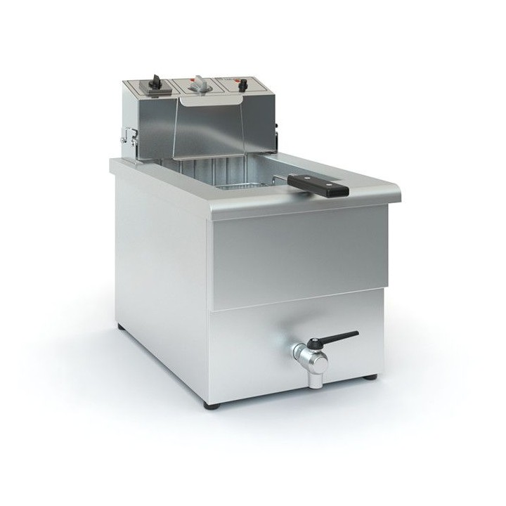 PROFESSIONAL SINGLE ELECTRIC FRYER TX5 10-12L 5100W 380V WITH DRAIN TAP STAINLESS STEEL | ΕΞ-ΑΝ