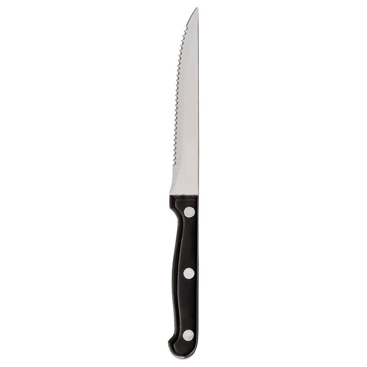 Steak Knife 12Cm Serrated With Abs Black Handle. Professional Kitchen Tool Designed For Everyday Use In Commercial Kitchens. Off