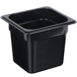 Basin Gastro 1/6 15Cm Polycarbonate Black. Professional Gastronorm Container Ideal For Food Preparation, Storage And Service In 