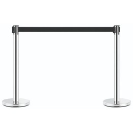 Stainless Steel Barrier Post 32X90Cm With Belt Length 2M And Color Black. Professional Product Suitable For Restaurants, Hotels 