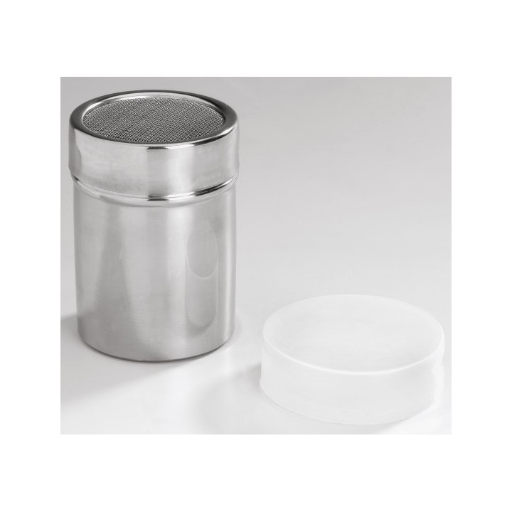 Transparent plastic powdered sugar shaker with stainless steel lid. | ΕΞ-ΑΝ