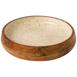 Wooden Bowl Ø 30Χ6Cm White Gold Spots. Professional Bowl Suitable For Food Preparation And Serving In Restaurants And Catering E