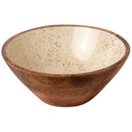 Wooden Bowl Ø 30Χ12Cm White Gold Spots. Professional Bowl Suitable For Food Preparation And Serving In Restaurants And Catering 